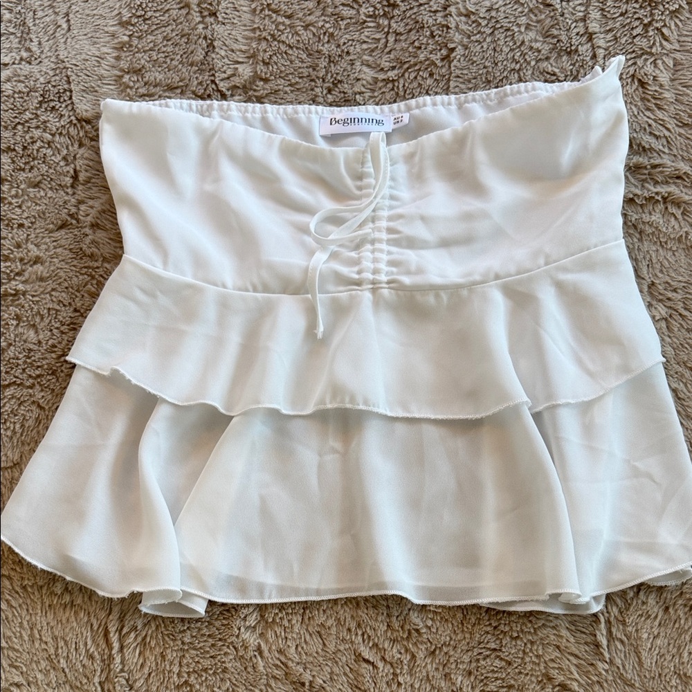 Beginning Boutique White Strapless Blouse